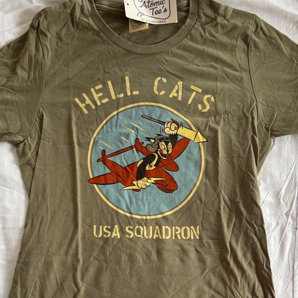 Atomic Swag Olive Cat Squadron T-Shirt